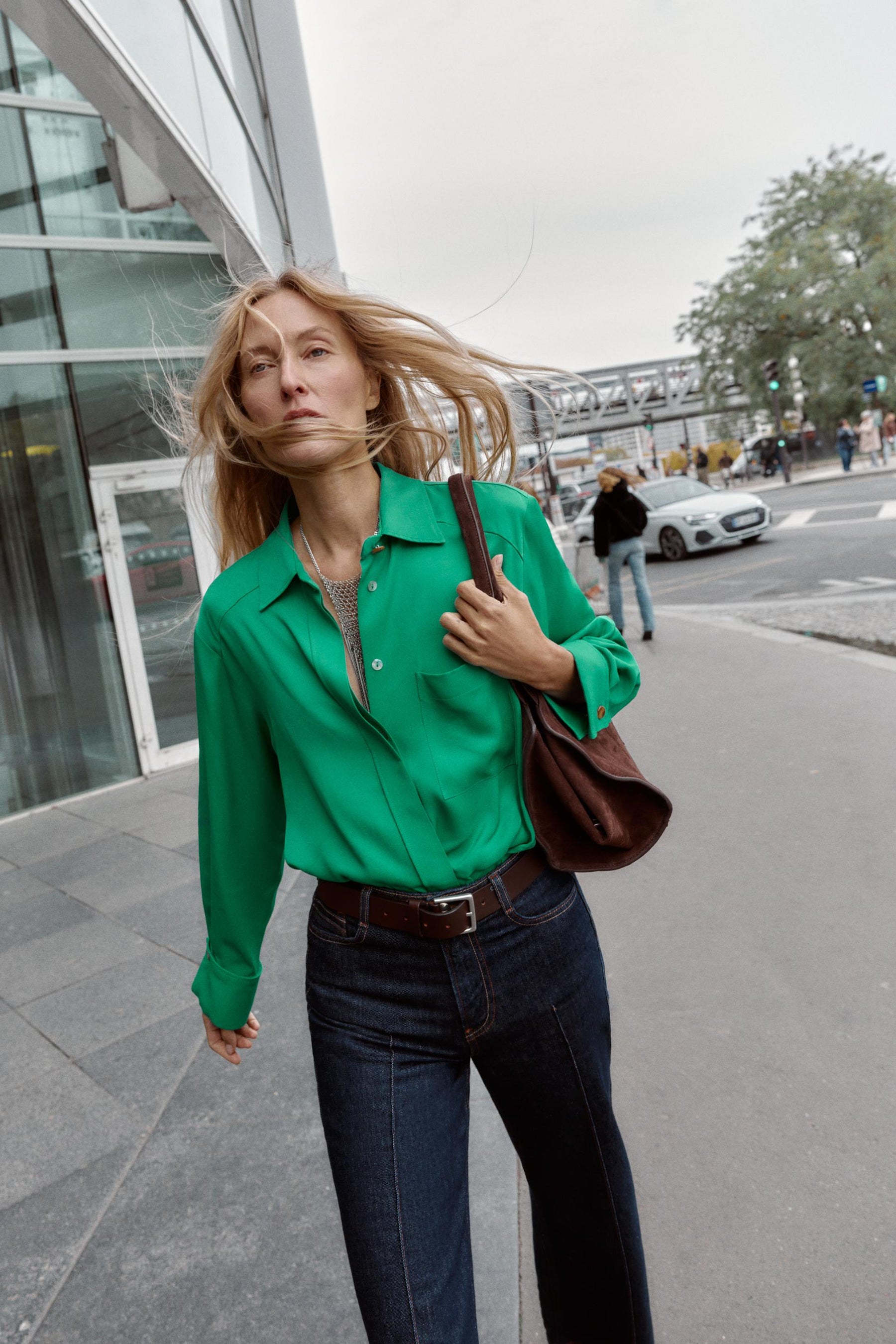 Satin Shirt with Pocket