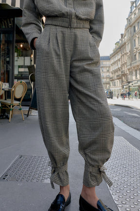 HOUNDSTOOTH TIE-HEM TROUSERS