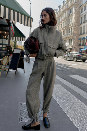 HOUNDSTOOTH TIE-HEM TROUSERS