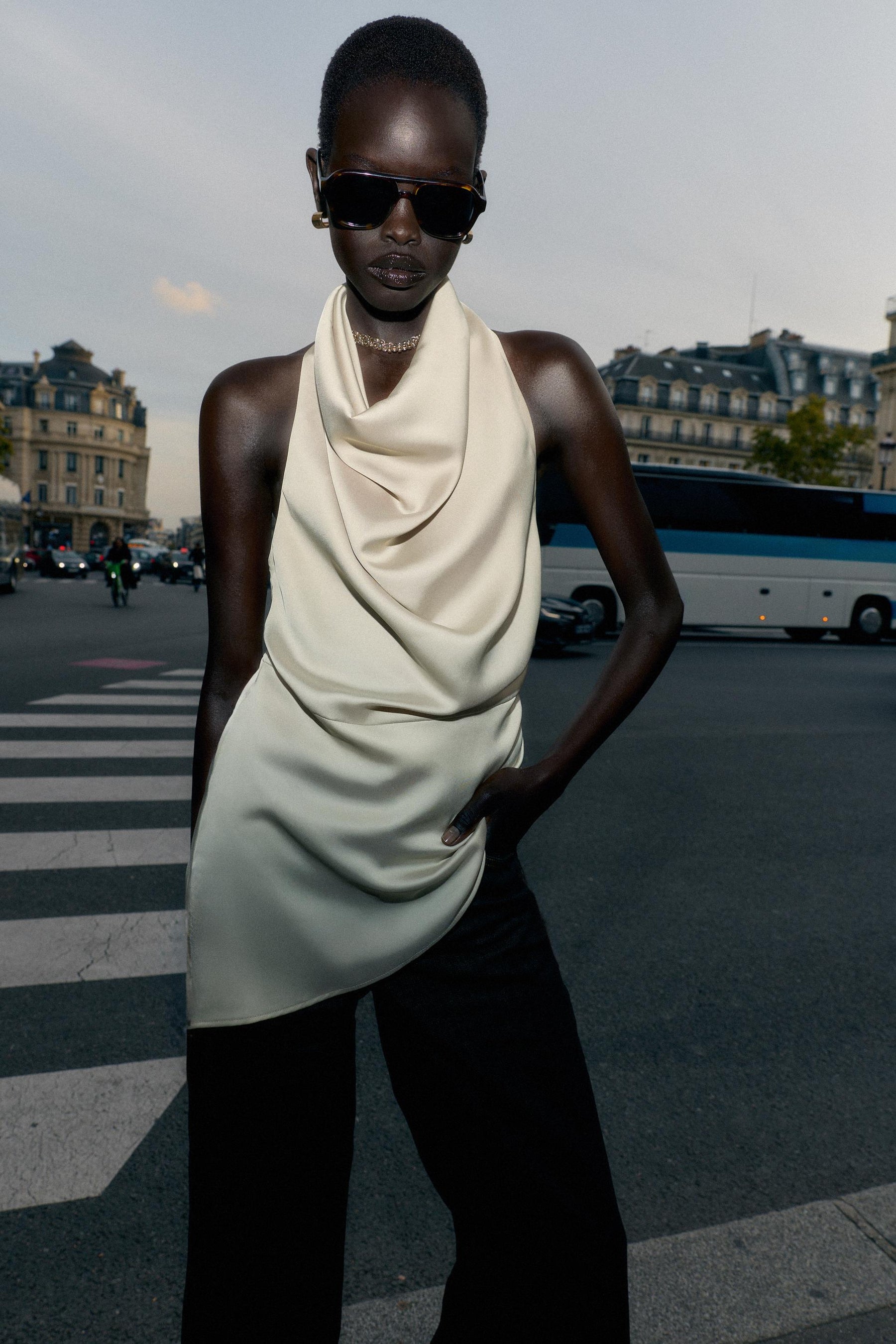 ASYMMETRIC SATIN TOP