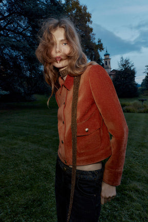 Velvet Shoulder-Pad Jacket