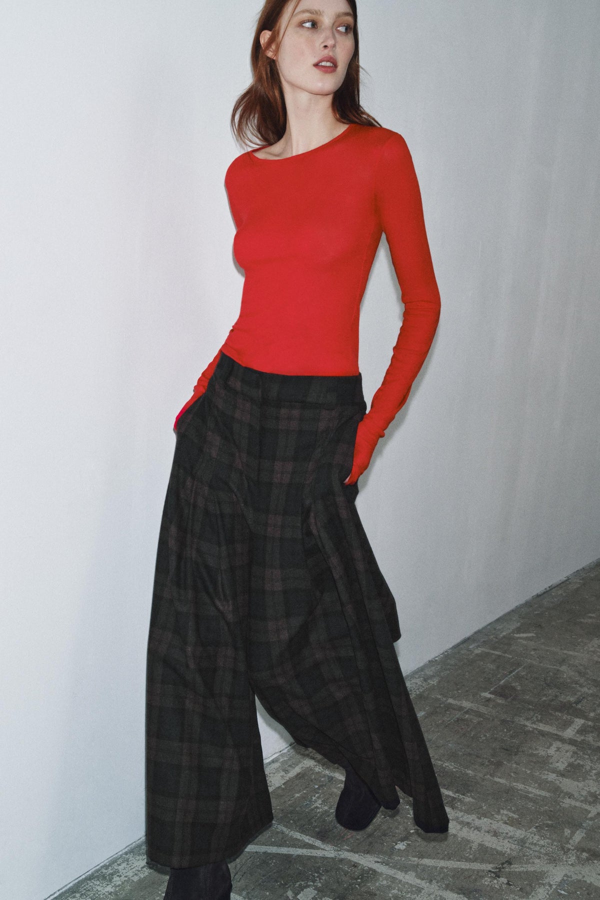 Wool Blend Wide-Leg Trousers