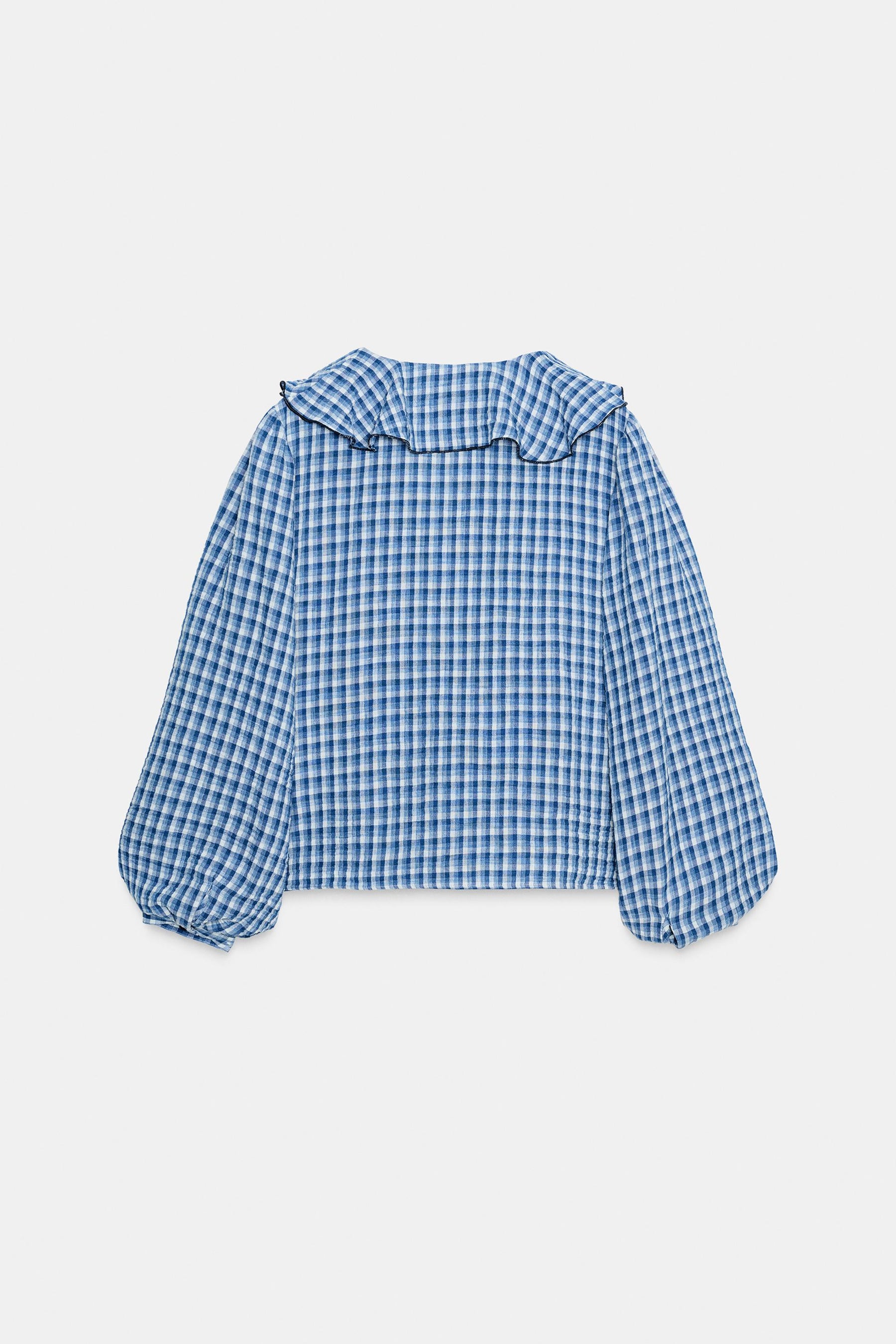 RUFFLED GINGHAM BLOUSE