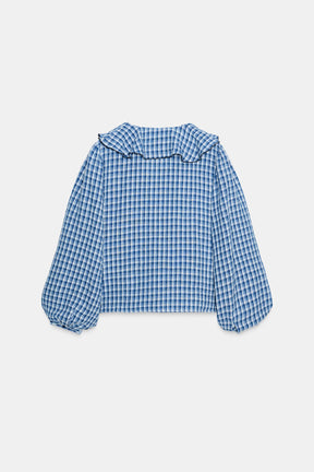 RUFFLED GINGHAM BLOUSE
