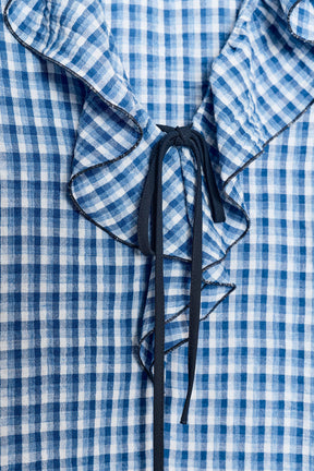 RUFFLED GINGHAM BLOUSE