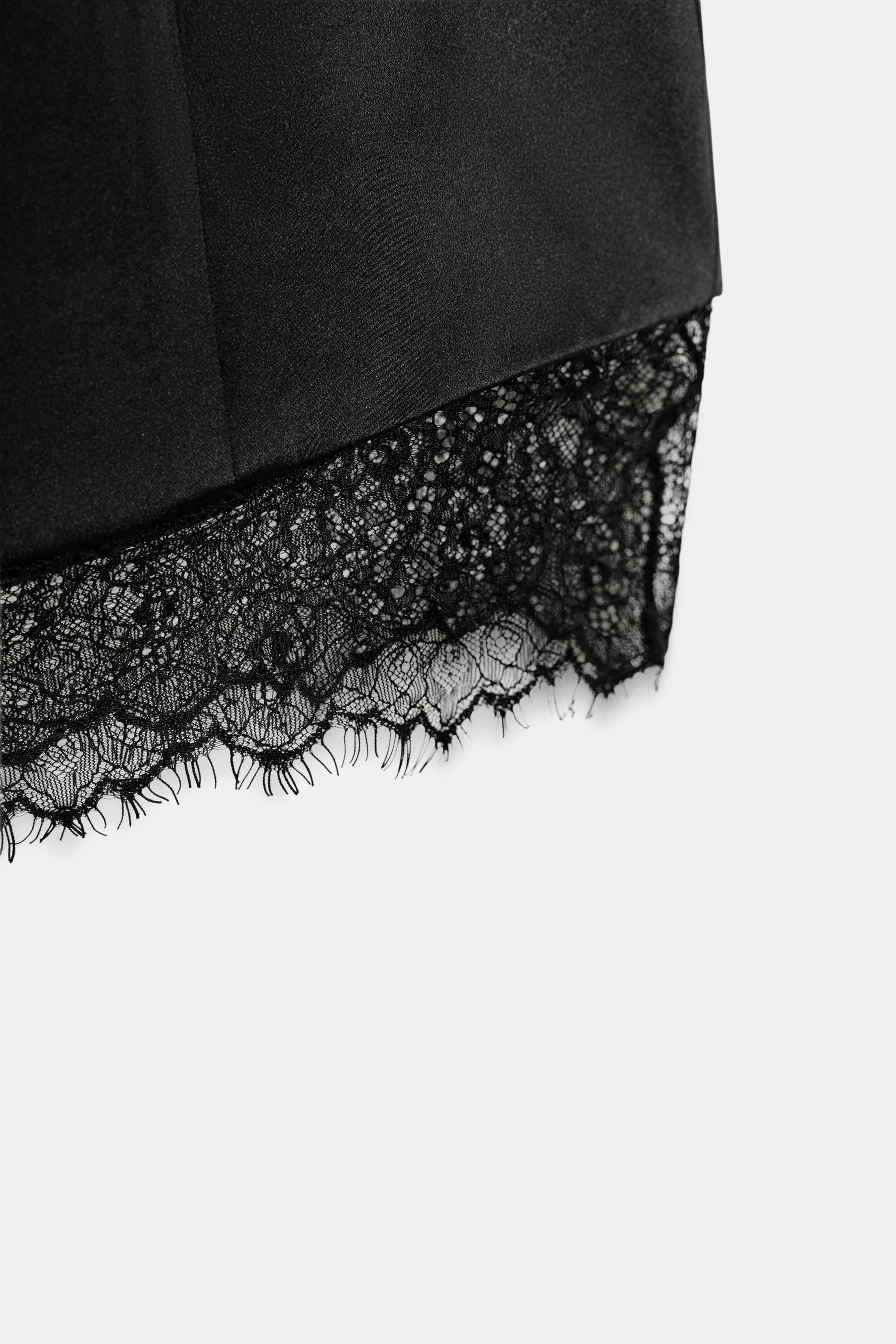 SHORT SATIN LACE DRESS - Image 6