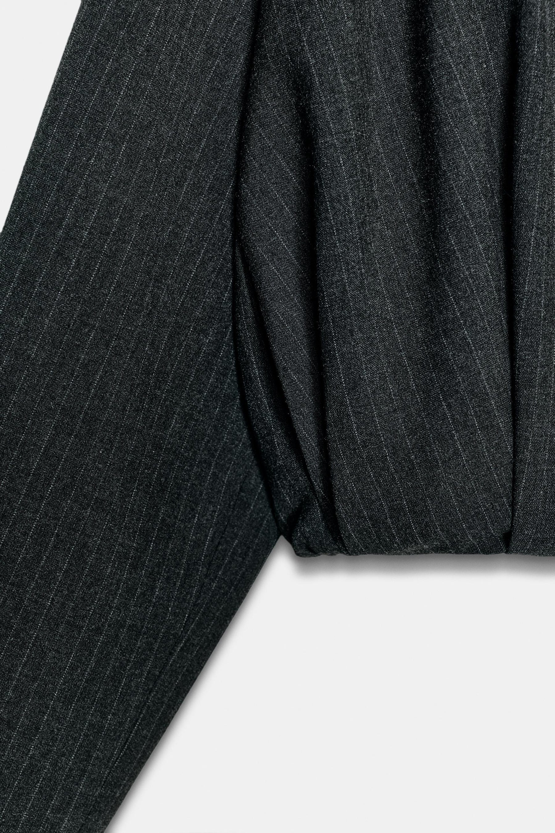 PINSTRIPE BALLOON BOMBER JACKET