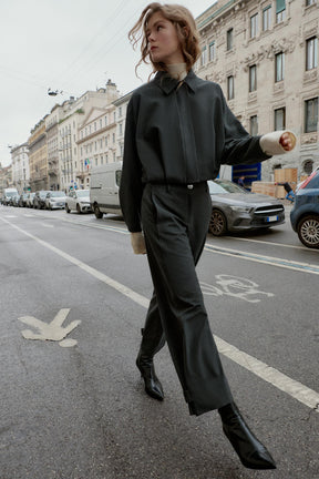PINSTRIPE BALLOON BOMBER JACKET