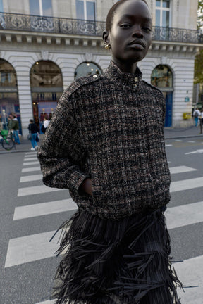 METALLIC TEXTURED BOMBER JACKET