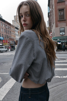 Gingham Balloon Sleeve Shirt