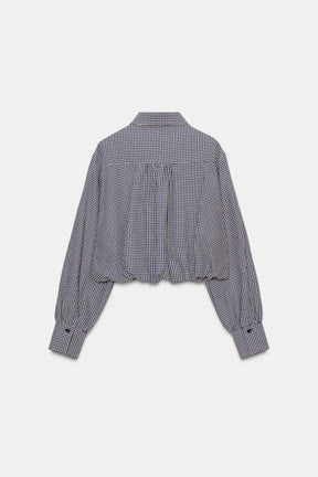 Gingham Balloon Sleeve Shirt