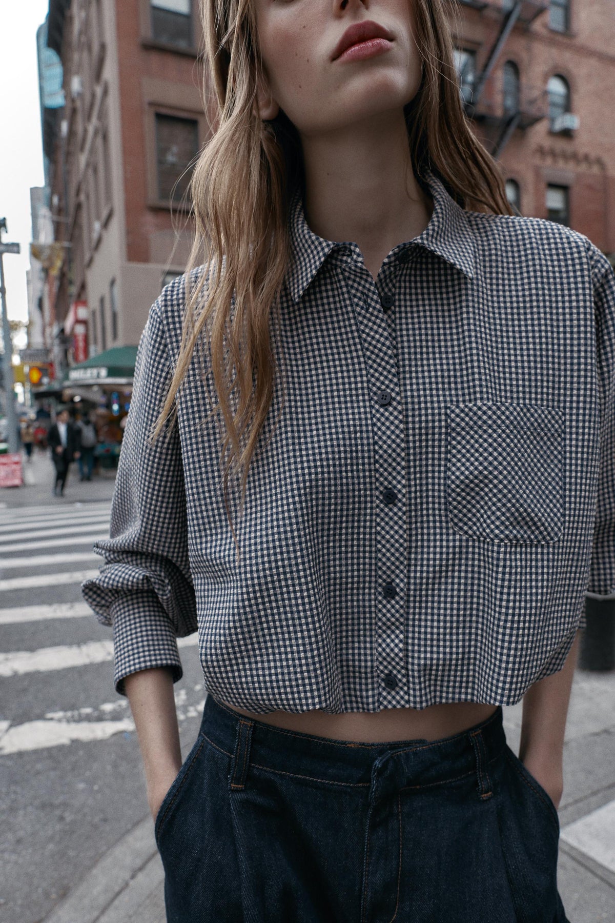 Gingham Balloon Sleeve Shirt