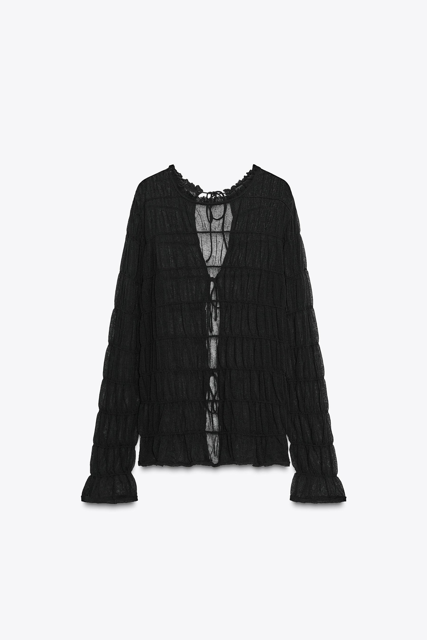 Semi-sheer knit blouse