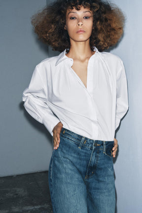 Pleated Poplin Shirt