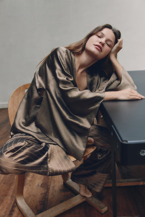 Linen Blend Wrapover Shirt