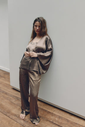 Linen Blend Wrapover Shirt