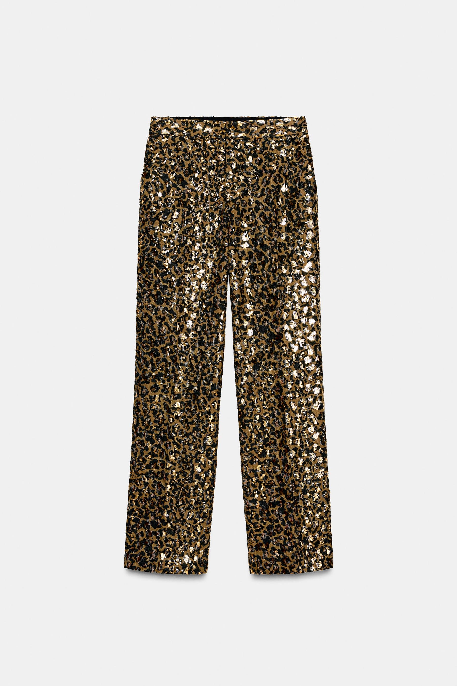 Sequinned straight-leg trousers