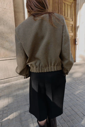 HOUNDSTOOTH BOMBER JACKET WITH SHOULDER PADS - Image 3