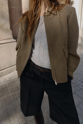 HOUNDSTOOTH BOMBER JACKET WITH SHOULDER PADS - Image 5