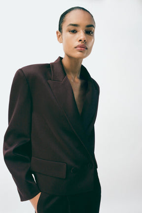 Satin Double-Breasted Blazer