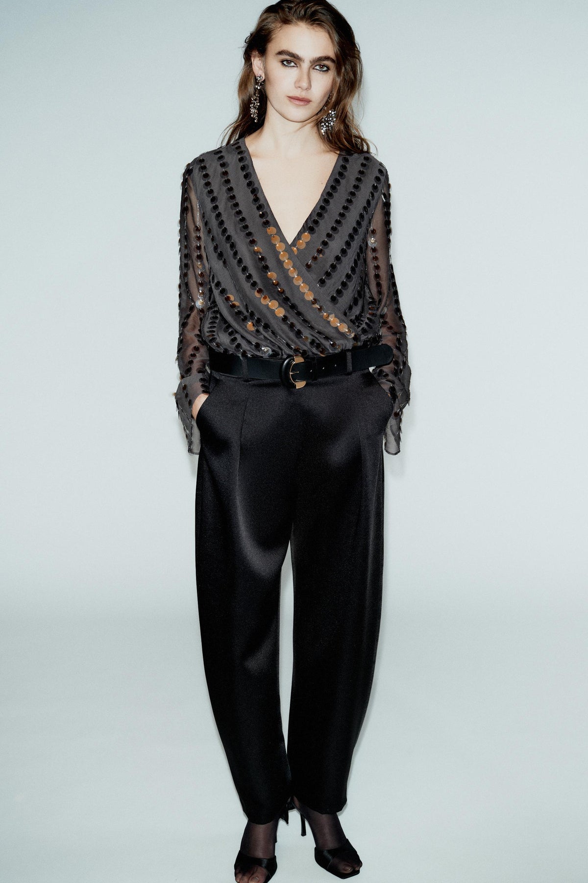 SATIN TROUSERS WITH BELT