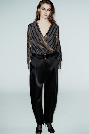 SATIN TROUSERS WITH BELT