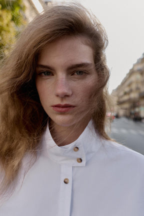 Puffball Hem Poplin Shirt