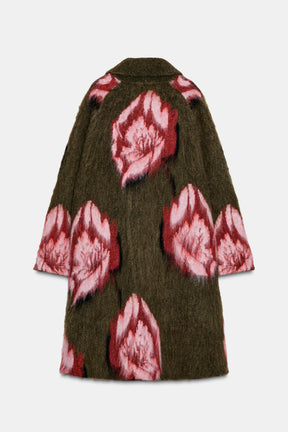 BRUSHED EFFECT JACQUARD KNIT COAT - Image 5