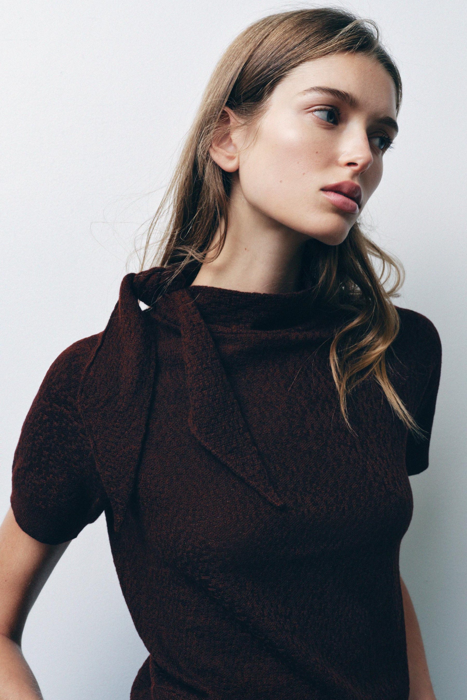 SHORT SLEEVE KNIT JUMPER WITH TIE DETAIL - Image 5