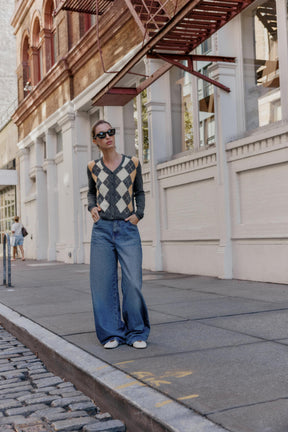 ARGYLE KNIT CARDIGAN - Image 1