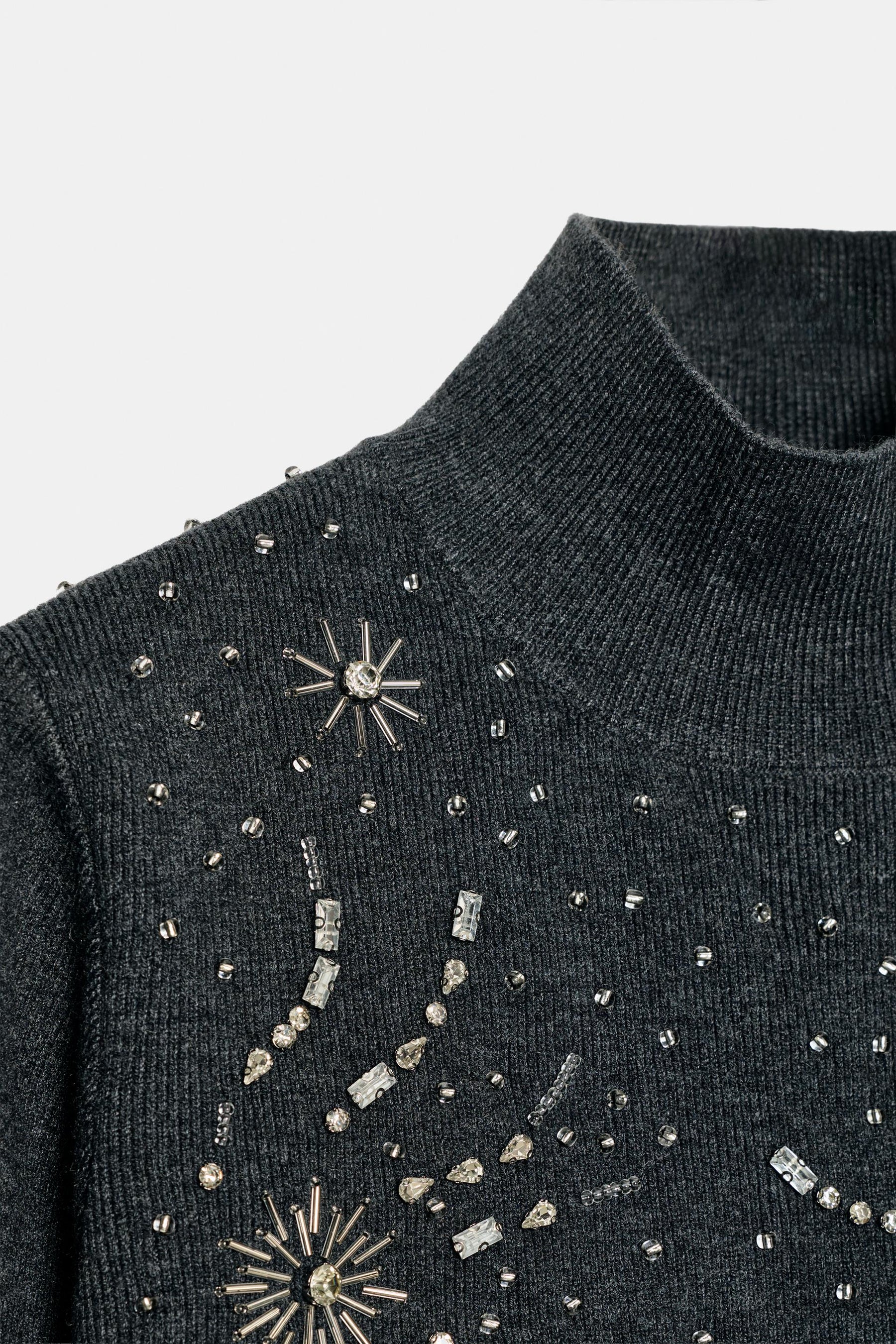 SHORT SLEEVE BEADED KNIT JUMPER - Image 7