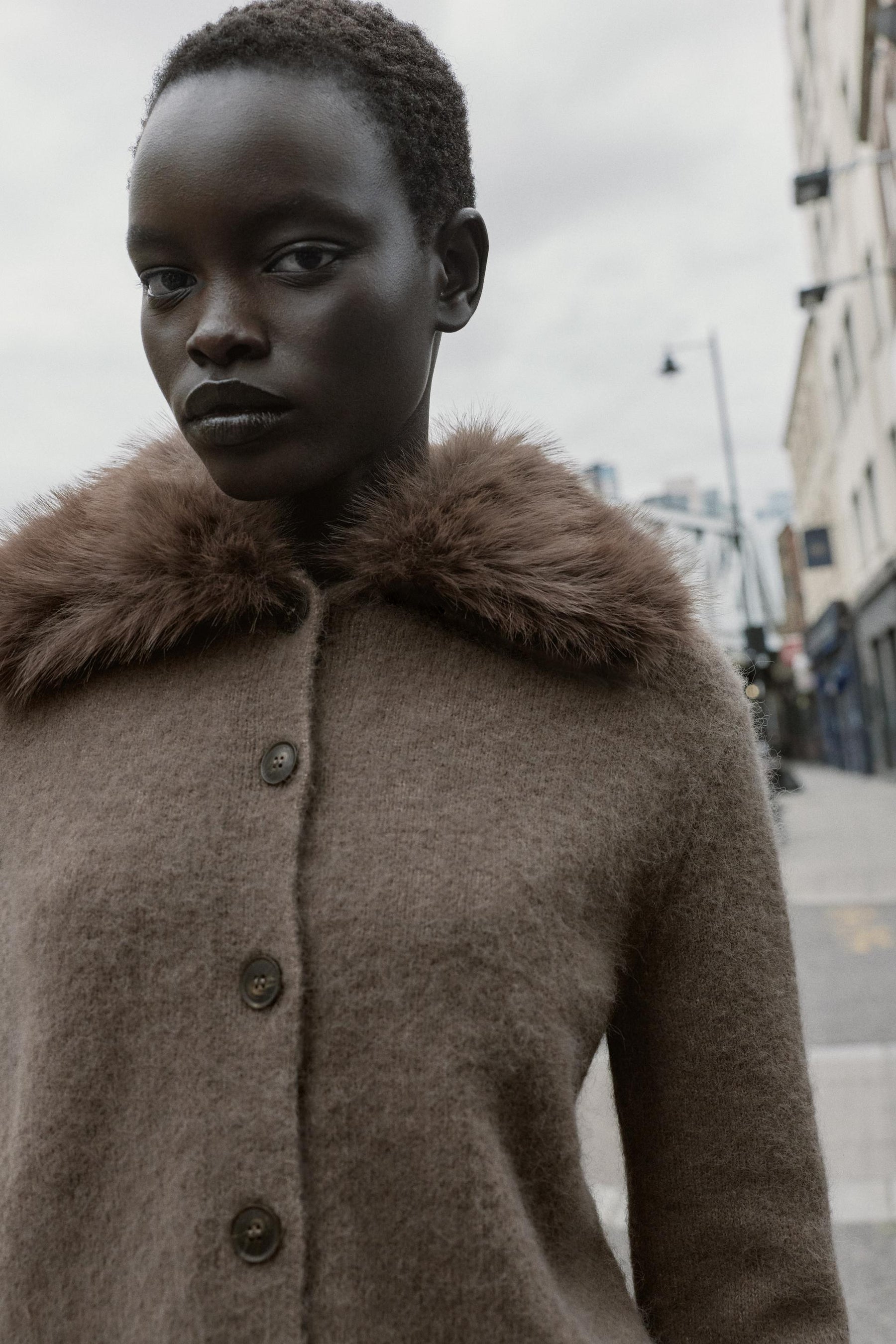 Faux Fur Knit Cardigan