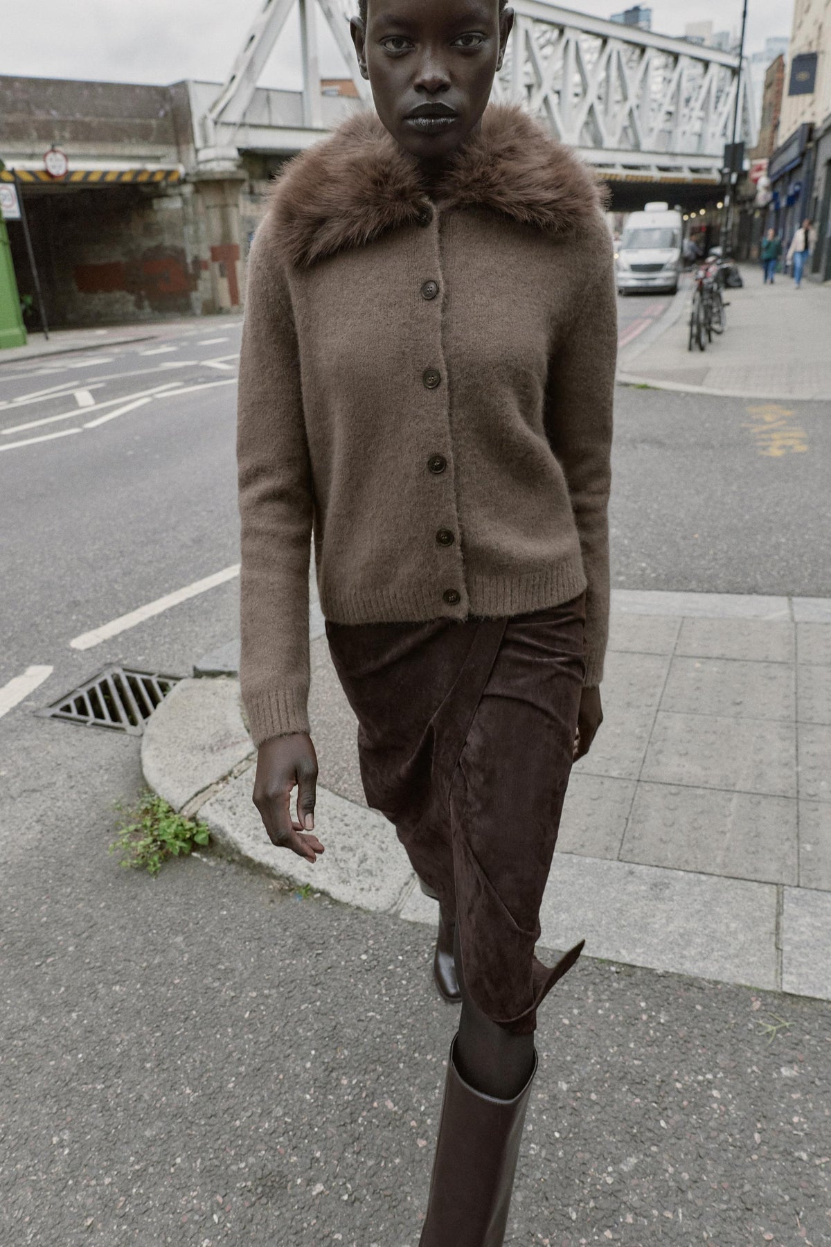 Faux Fur Knit Cardigan