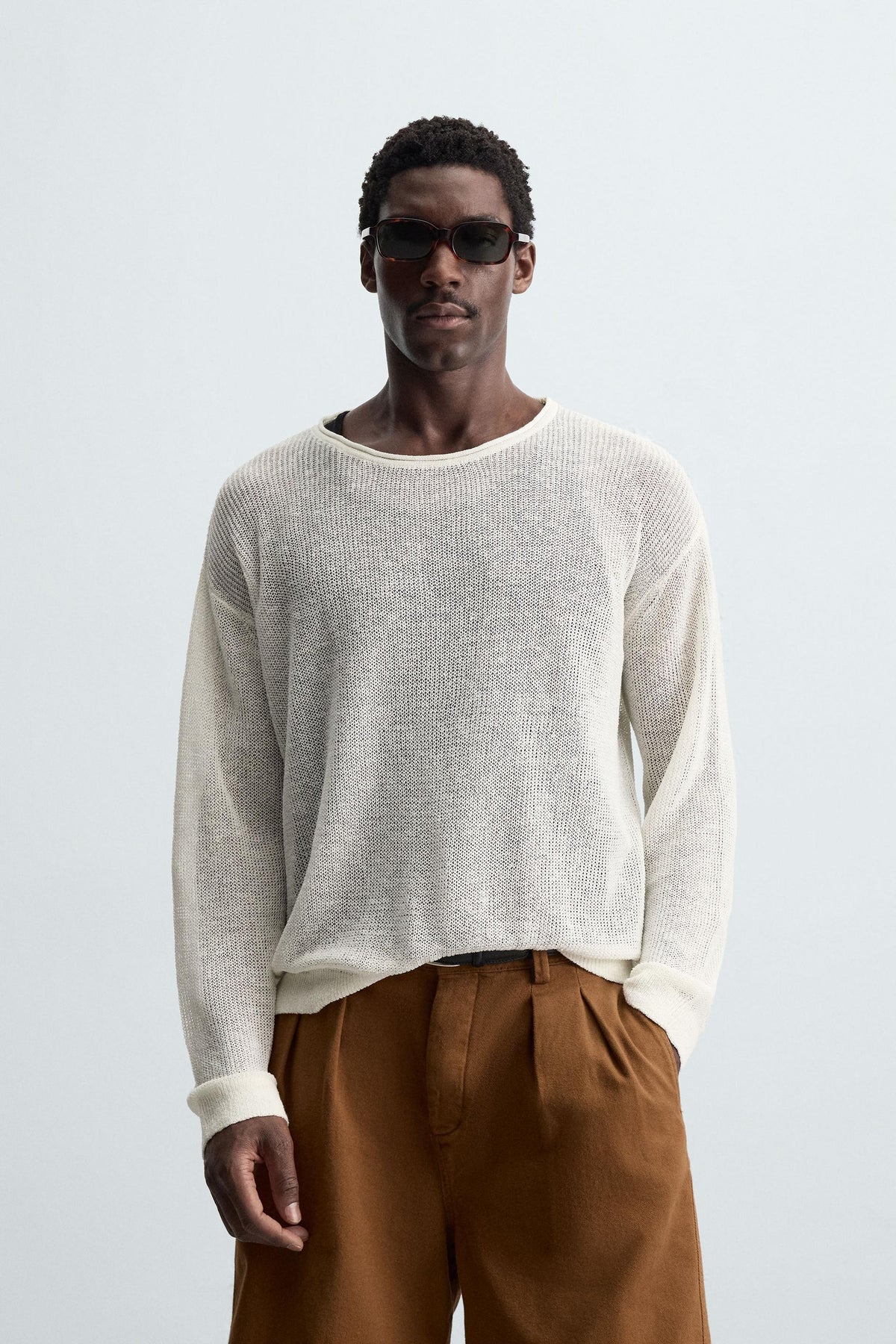 LINEN BLEND TEXTURED SWEATER - Image 2