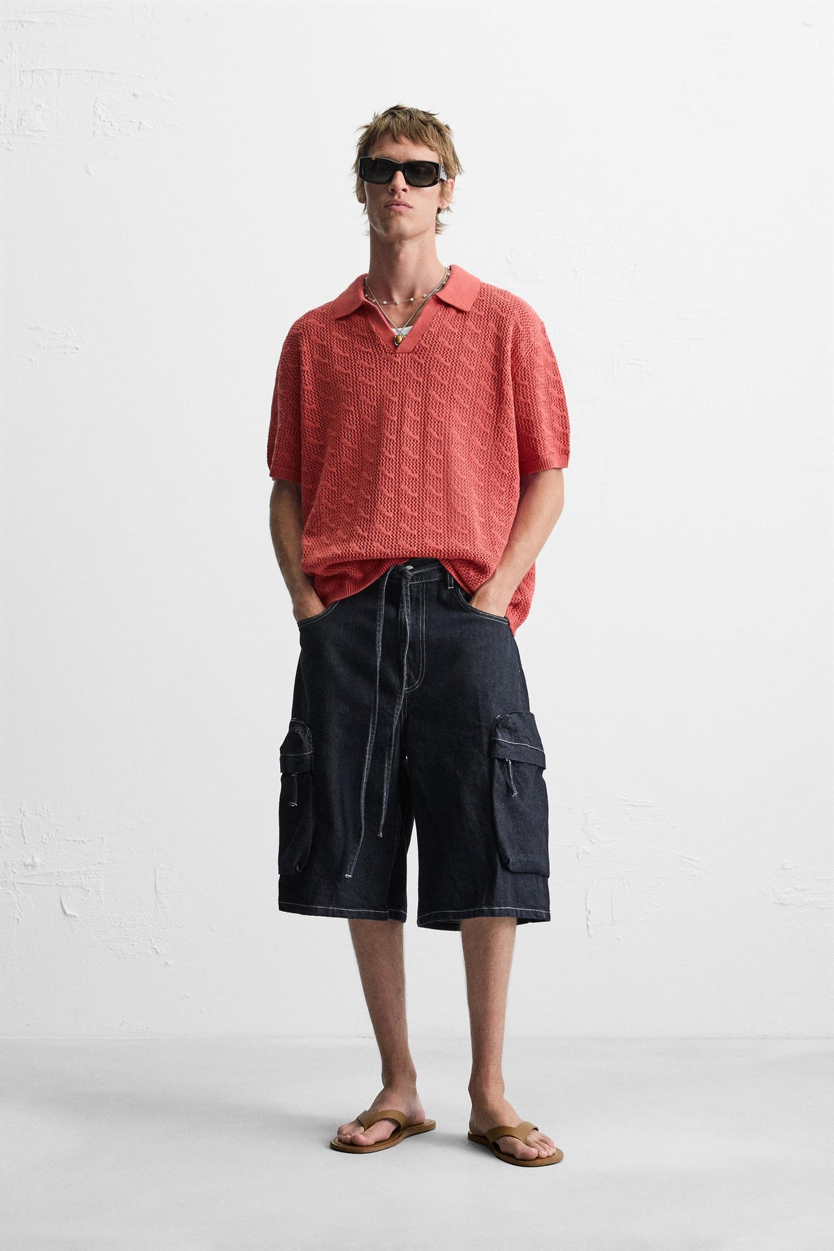 OPEN KNIT POLO SHIRT - Image 1