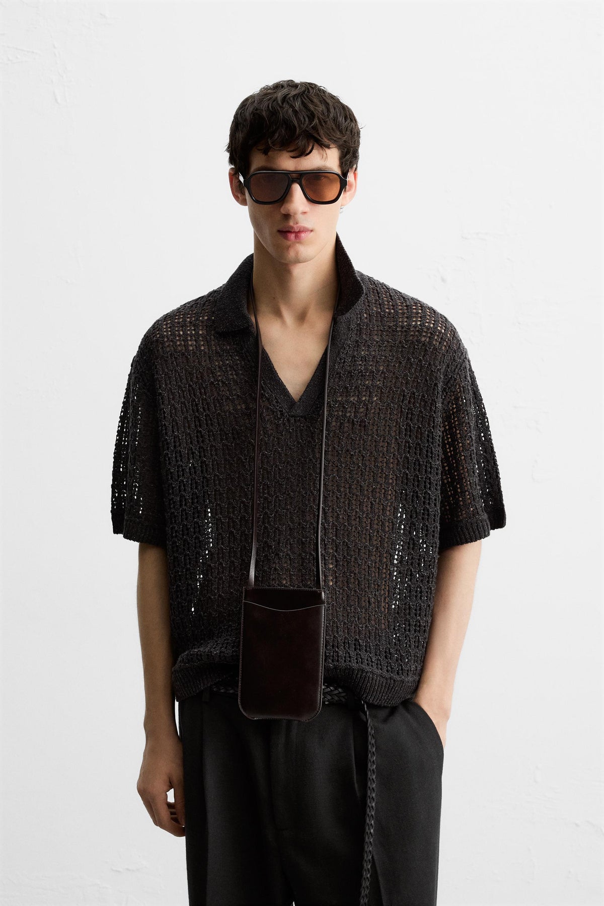 OPEN KNIT POLO SHIRT - Image 2