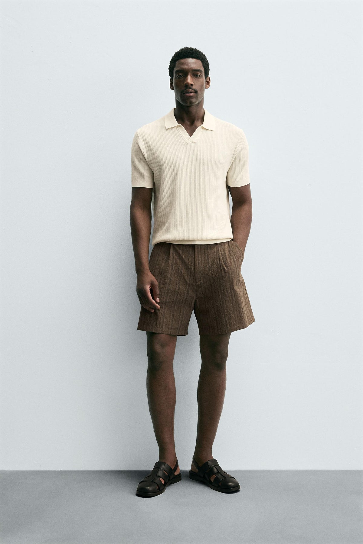 RIB KNIT POLO SHIRT - Image 1