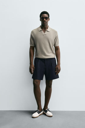 RIB KNIT POLO SHIRT - Image 1