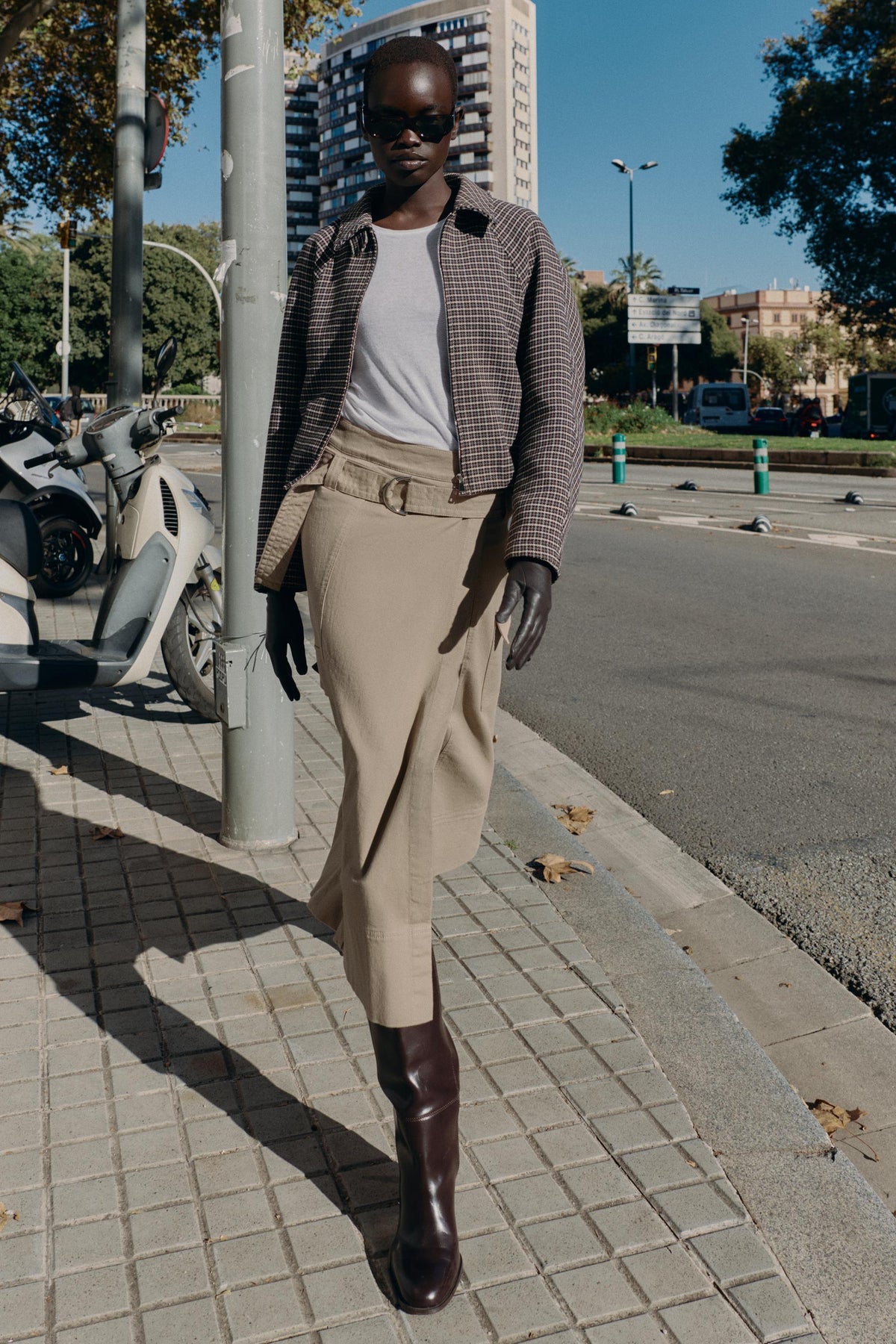 Quilted Houndstooth Bomber Jacket