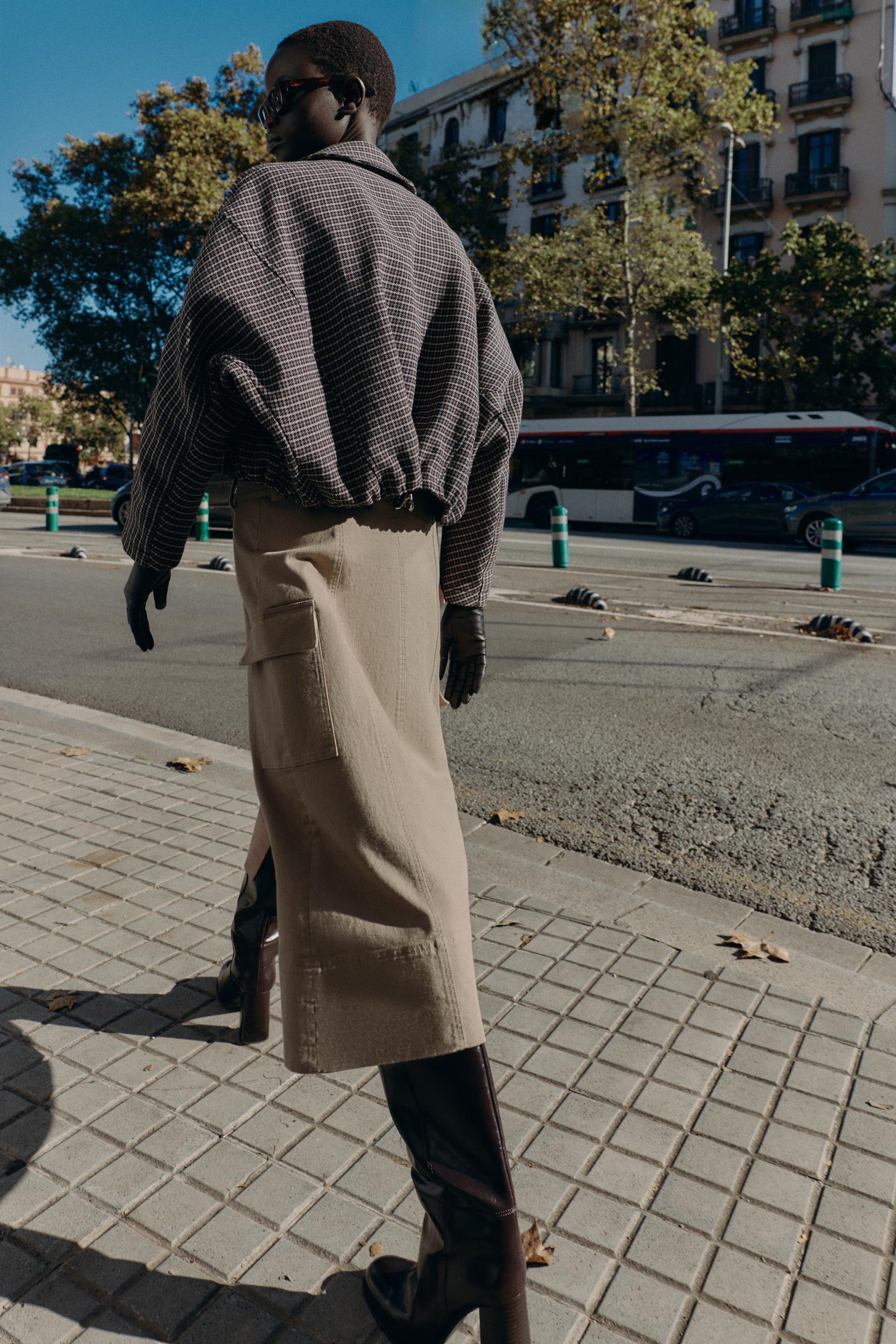 Quilted Houndstooth Bomber Jacket