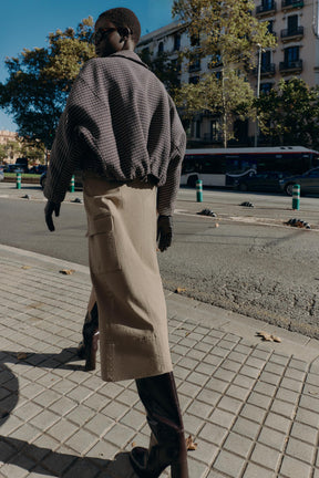 Quilted Houndstooth Bomber Jacket