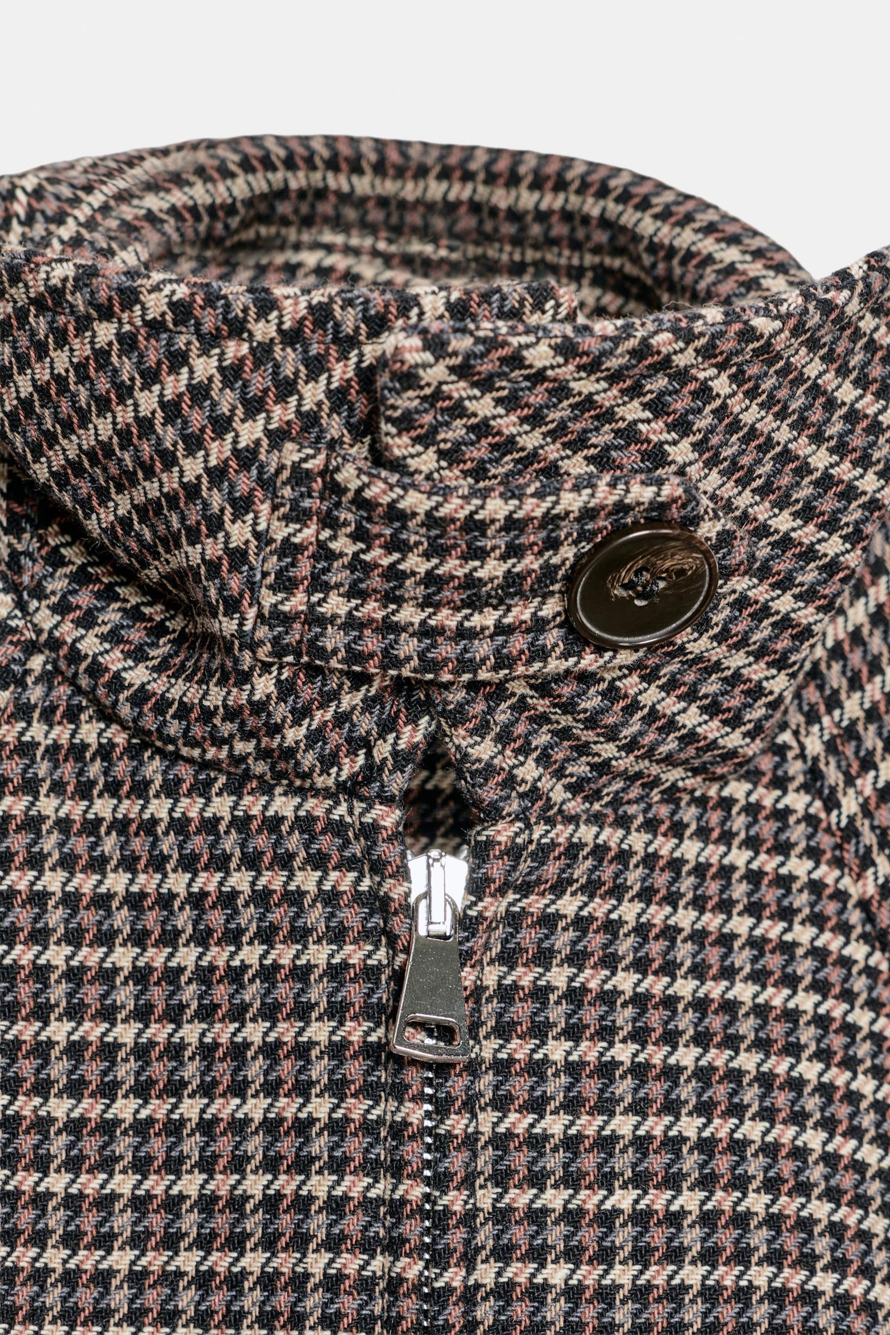 Quilted Houndstooth Bomber Jacket