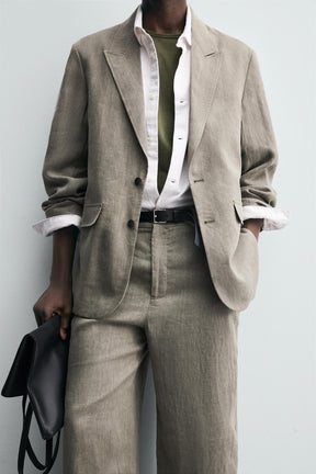 100% WASHED LINEN SUIT TROUSERS - Image 5