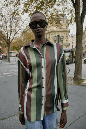 Striped Satin Blouse