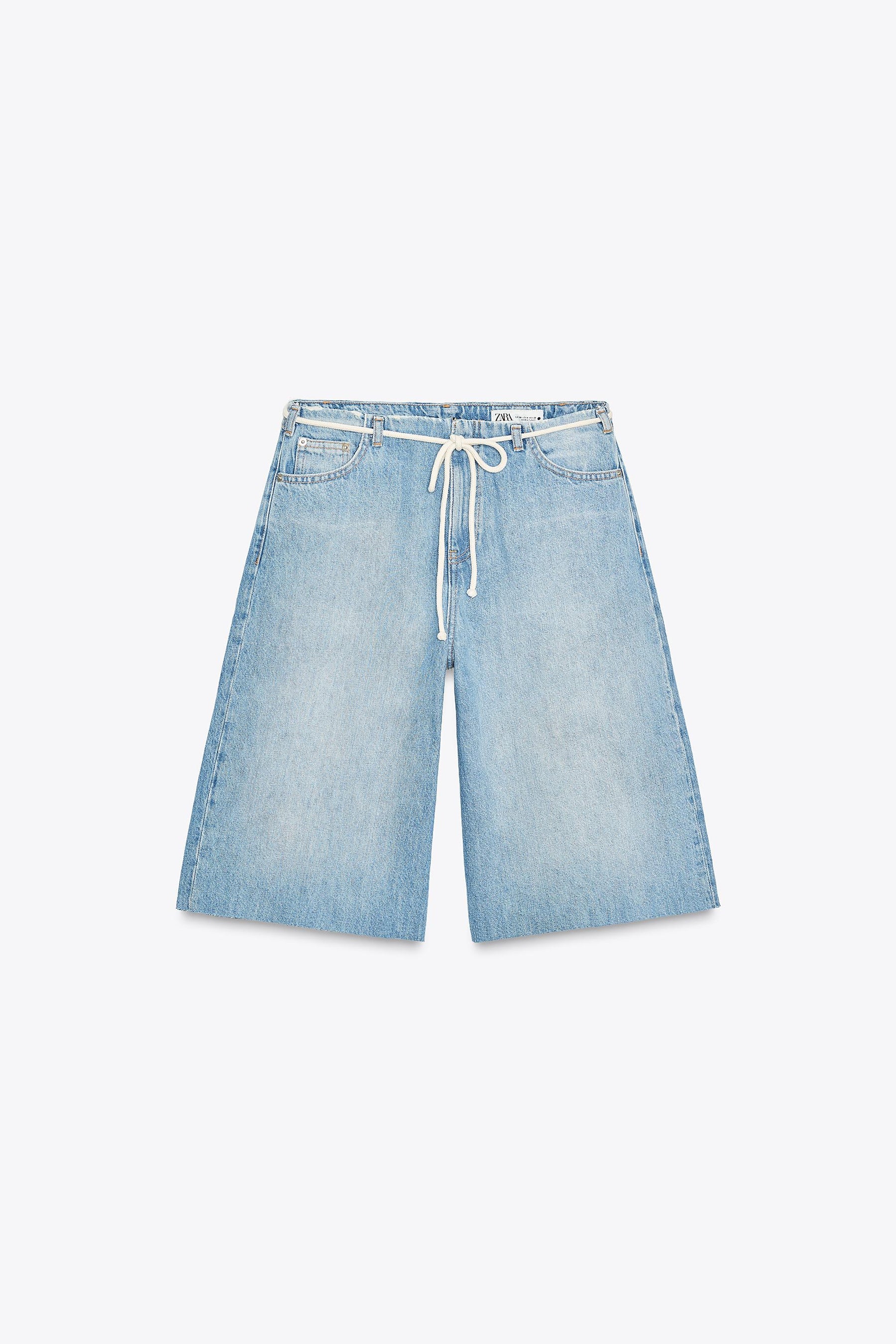Low-Rise Denim Bermuda Shorts