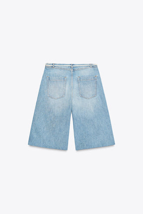 Low-Rise Denim Bermuda Shorts