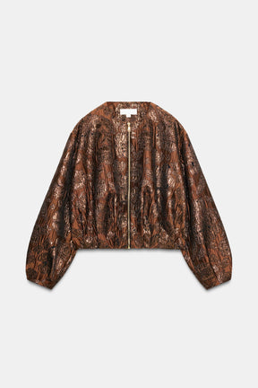 SHINY JACQUARD BOMBER