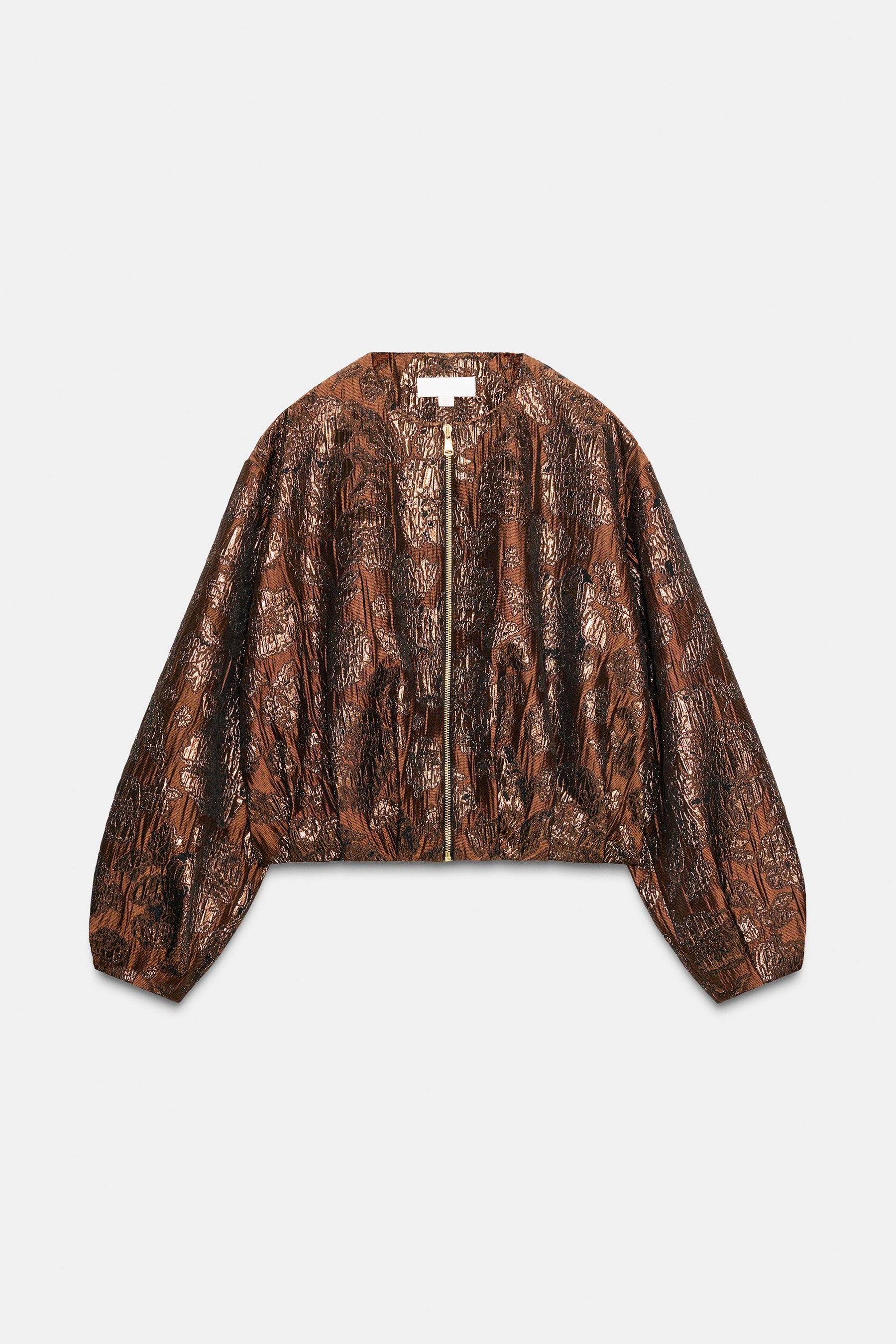 SHINY JACQUARD BOMBER JACKET - Image 2