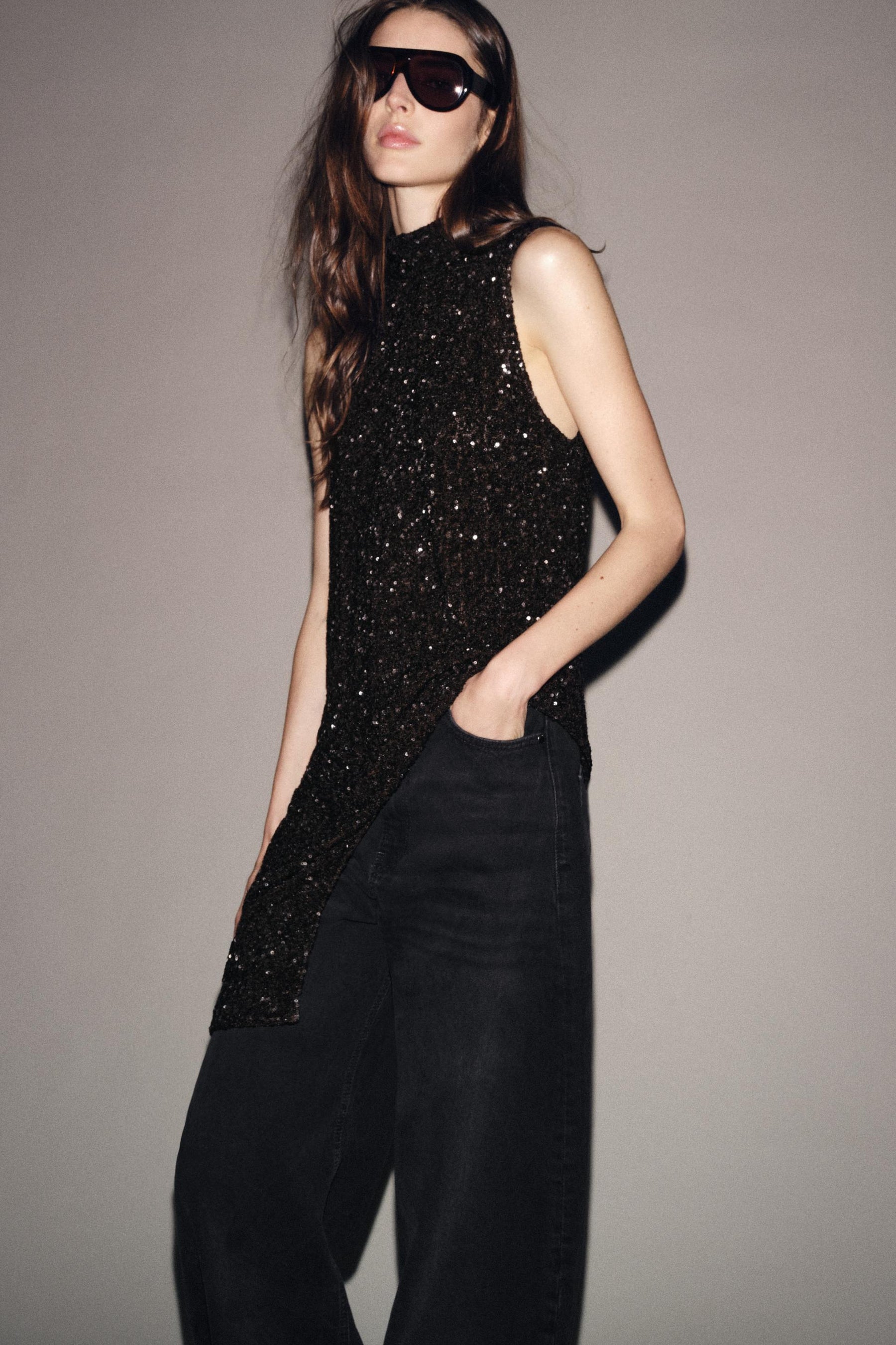 Sequin Asymmetric Fashion Top