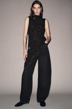 Sequin Asymmetric Fashion Top
